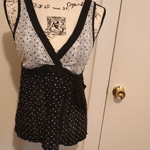 Black and White Lace Polka Dot SwimTop